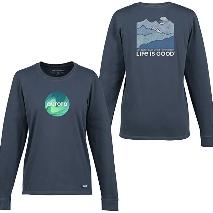 Life is Good Crusher Long Sleeve Tee - Ladies' - Full Color - Mountains