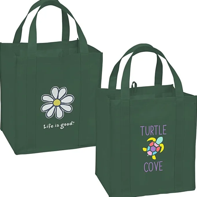 Life is Good Grocery Tote - Full Color - Daisy