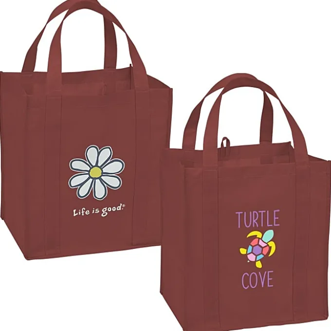 Life is Good Grocery Tote - Full Color - Daisy