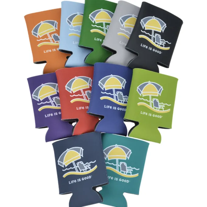 Life is Good Koozie® Can Cooler - Full Color - Beach Umbrella