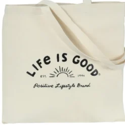Life is Good Natural Cotton Sheeting Tote - Sun