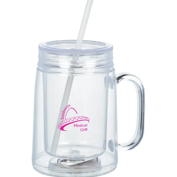 Light-Up Mason Jar with Straw - 18 oz. - 24 hr