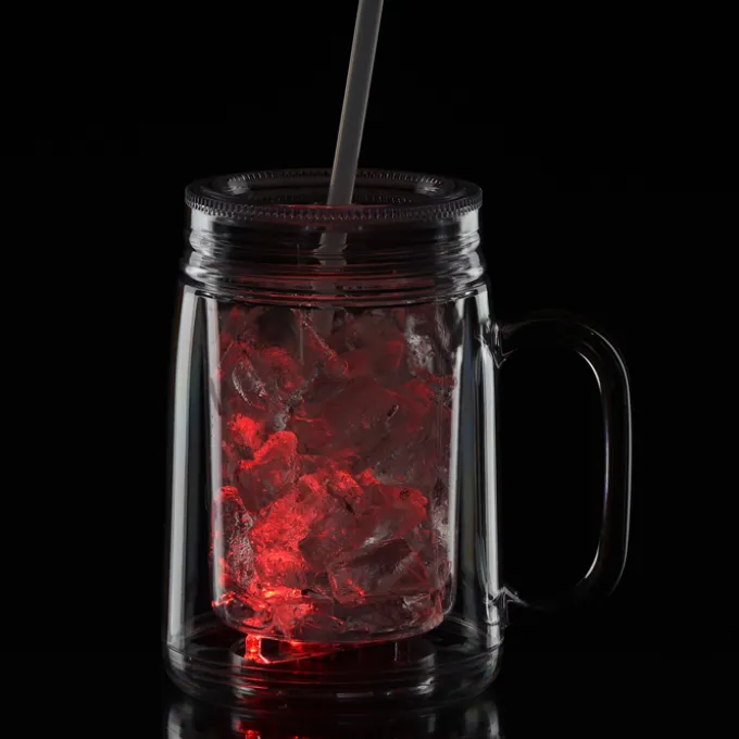 Light-Up Mason Jar with Straw - 18 oz. - 24 hr