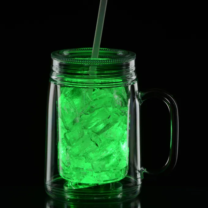 Light-Up Mason Jar with Straw - 18 oz. - 24 hr