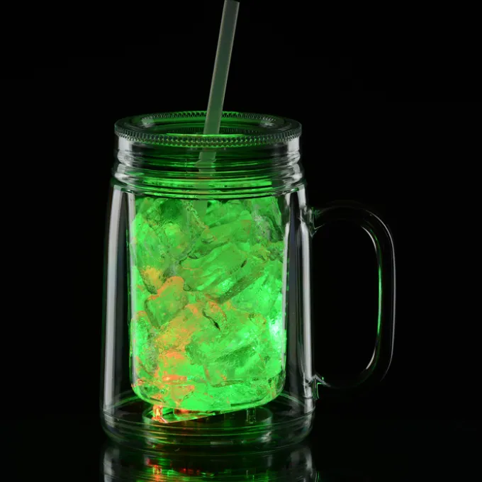 Light-Up Mason Jar with Straw - 18 oz. - 24 hr
