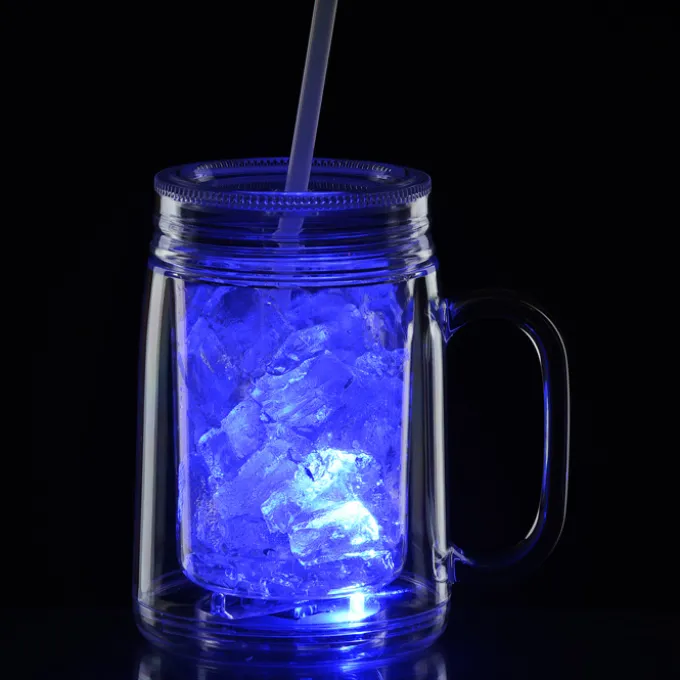 Light-Up Mason Jar with Straw - 18 oz. - 24 hr