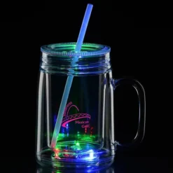 Light-Up Mason Jar with Straw - 18 oz. - 24 hr