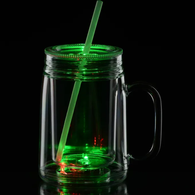 Light-Up Mason Jar with Straw - 18 oz. - 24 hr