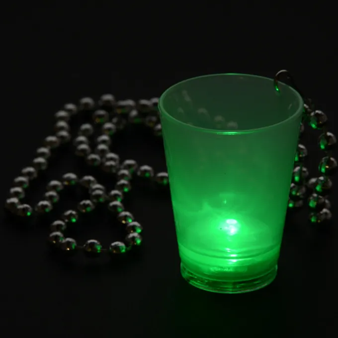 Light-up Shot Glass on Beaded Necklace - 2 oz - Multi