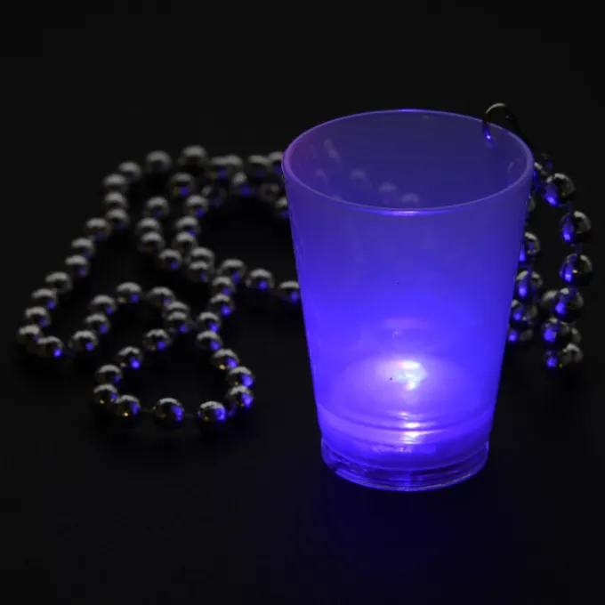 Light-up Shot Glass on Beaded Necklace - 2 oz - Multi