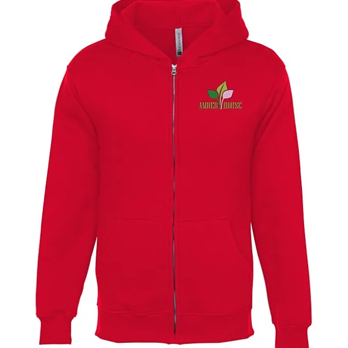Lightweight 7-oz Fleece Full-Zip Hoodie - Embroidered