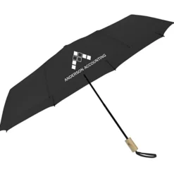 Manual Folding Umbrella with Wooden Handle - 46-inch Arc