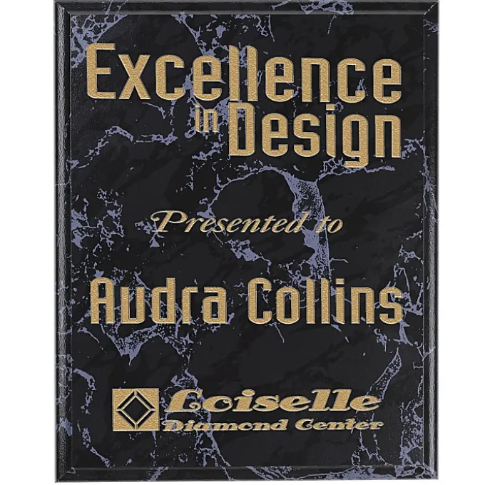 Marbleized Wood Plaque - 8 inches
