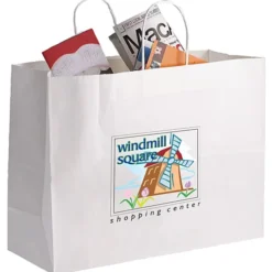 Matte Shopping Bag - 12 inches x 16 inches - White - Full Color