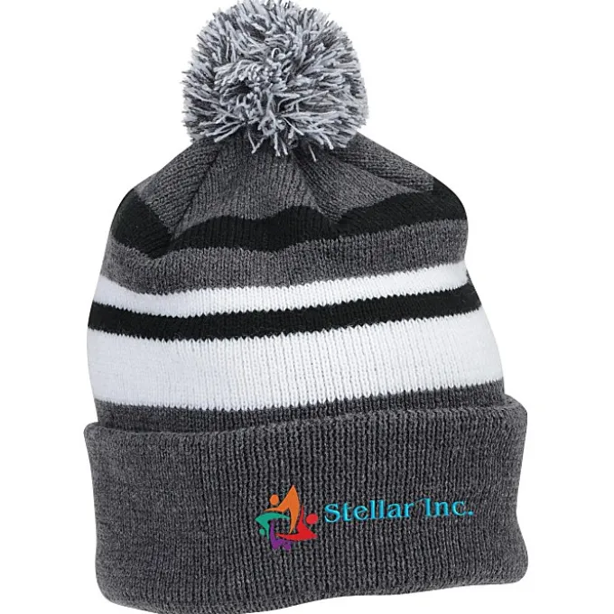 Microfleece Lined Pom Pom Beanie