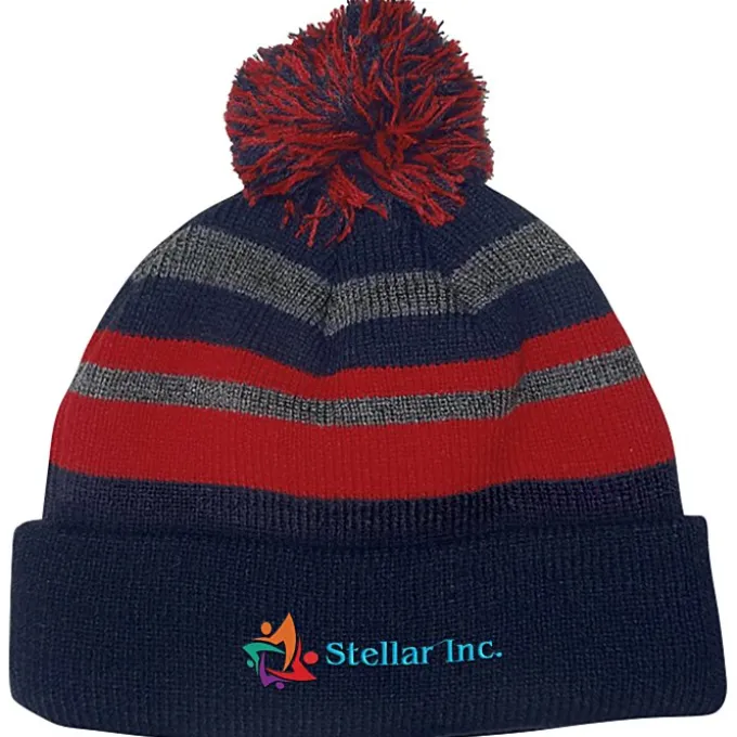 Microfleece Lined Pom Pom Beanie