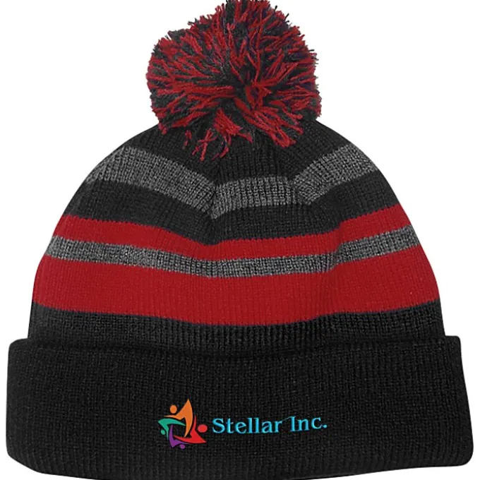 Microfleece Lined Pom Pom Beanie