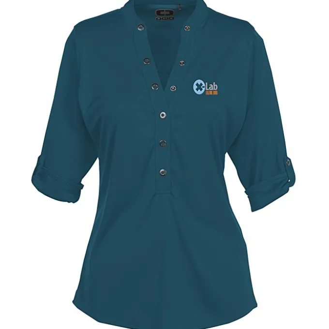 OGIO Poly Interlock Stay-Cool Henley - Ladies' - 24 hr