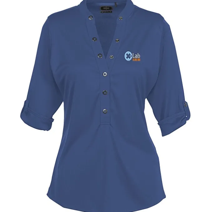 OGIO Poly Interlock Stay-Cool Henley - Ladies' - 24 hr