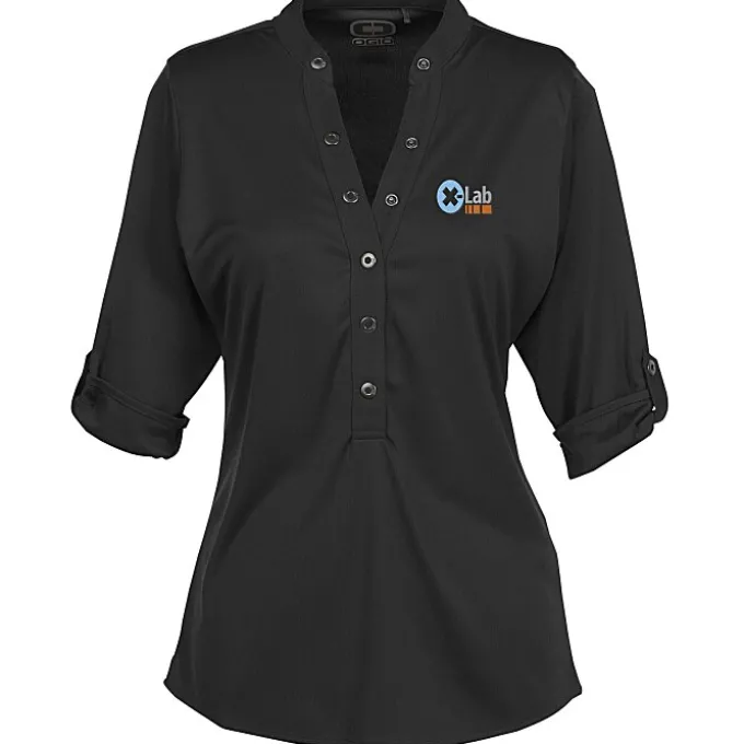 OGIO Poly Interlock Stay-Cool Henley - Ladies' - 24 hr