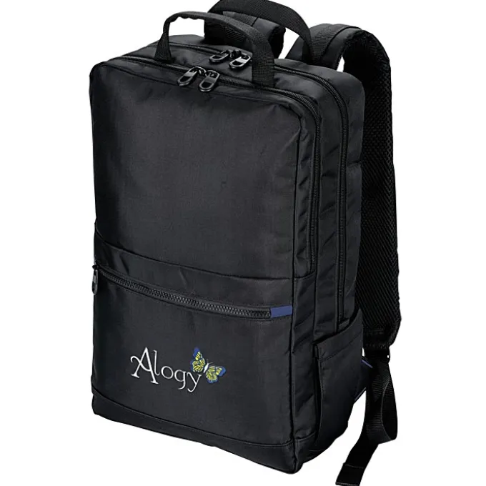 Ollie Laptop Backpack with Duo Charging Cable - Embroidered