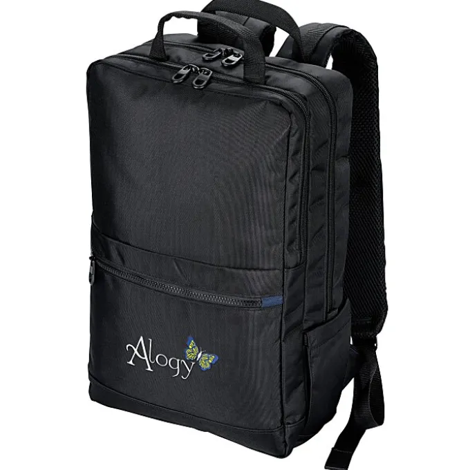 Ollie Laptop Backpack with Duo Charging Cable - Embroidered
