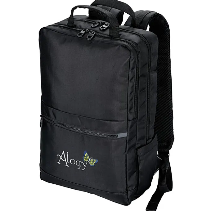 Ollie Laptop Backpack with Duo Charging Cable - Embroidered