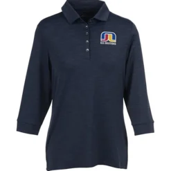 Optical Heather 3/4 Sleeve Polo - Ladies'