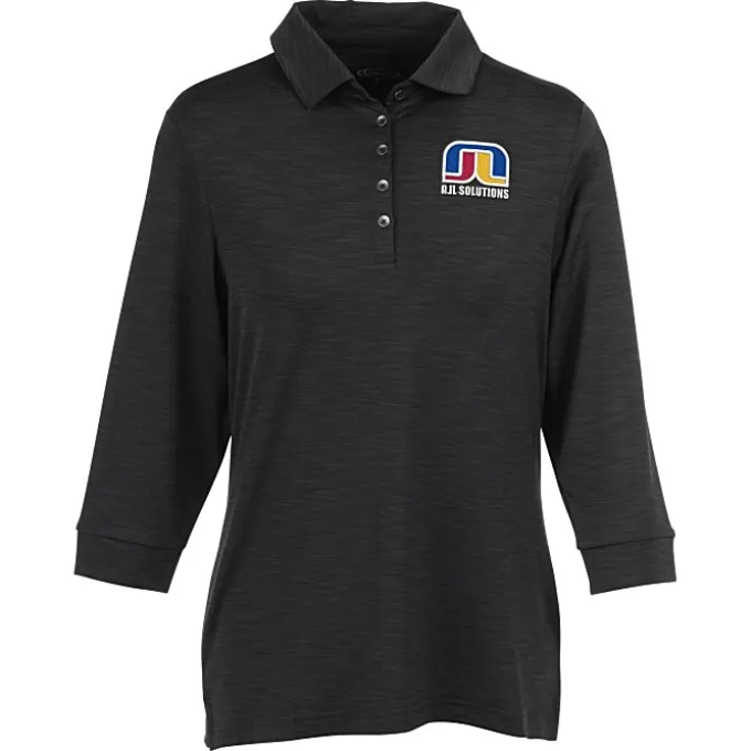 Optical Heather 3/4 Sleeve Polo - Ladies' - 24 hr