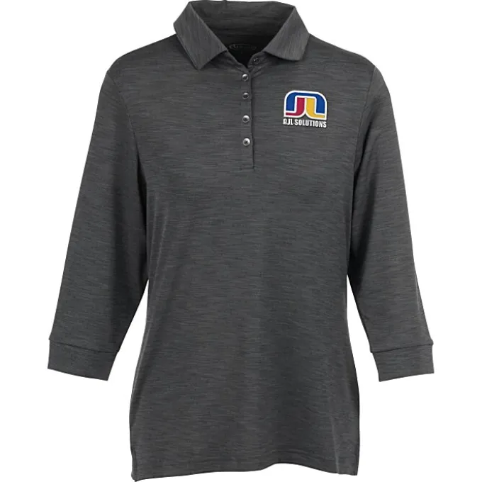Optical Heather 3/4 Sleeve Polo - Ladies' - 24 hr
