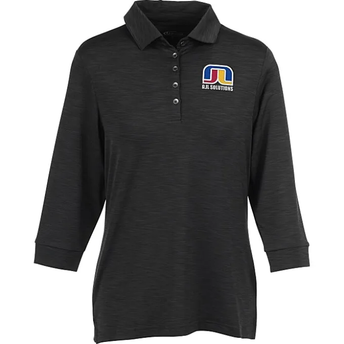 Optical Heather 3/4 Sleeve Polo - Ladies' - 24 hr