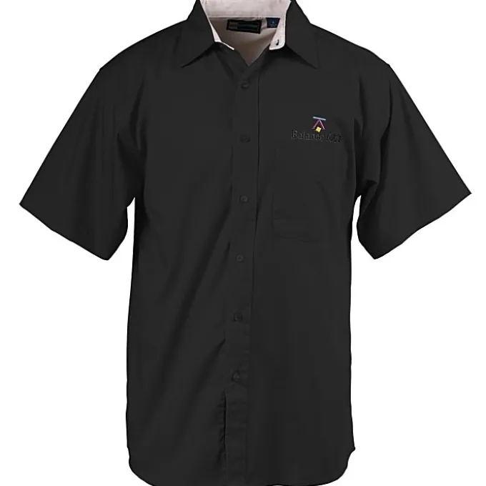 Peached Fine Line Short Sleeve Twill Shirt - Men's