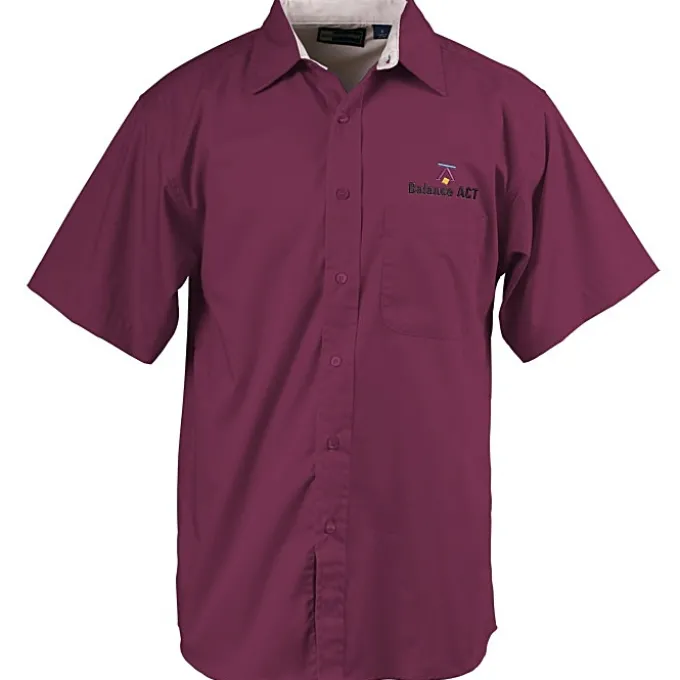 Peached Fine Line Short Sleeve Twill Shirt - Men's