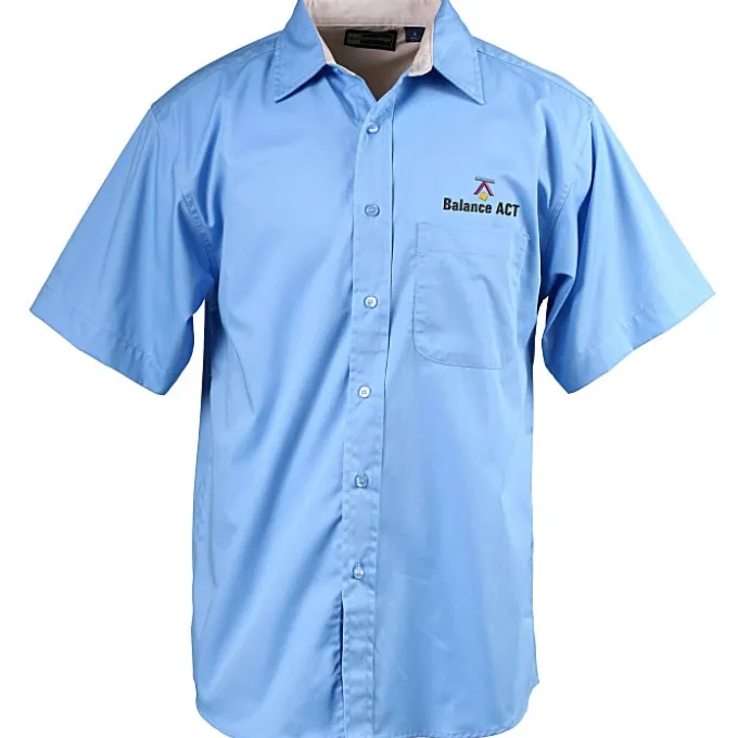 Peached Fine Line Short Sleeve Twill Shirt - Men's