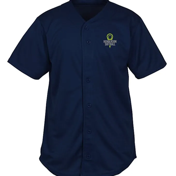Performance Tough Mesh Full Button Jersey - Embroidered