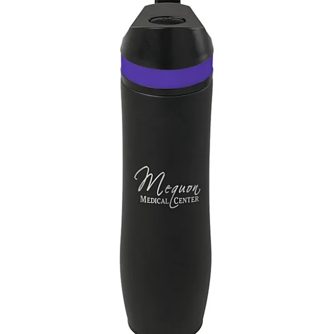 Persona Wave Vacuum Sport Bottle - 20 oz. - Black - Laser Engraved - 24 hr