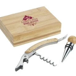 2-Piece Bamboo Wine Tool Set