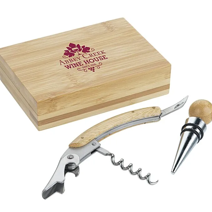 2-Piece Bamboo Wine Tool Set