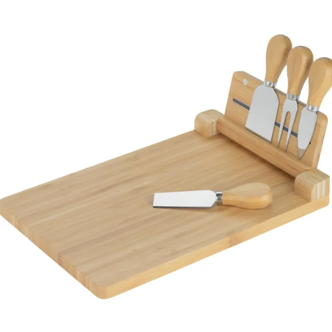 5-Piece Magnetic Bamboo Cheese Board Set