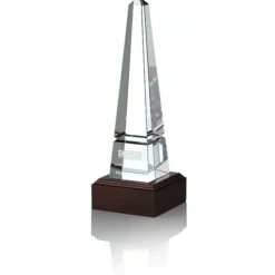 Pinnacle Obelisk Crystal Award - Mahogany Base