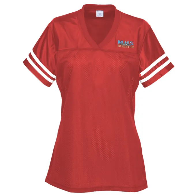 Poly Mesh Jersey V-Neck T-Shirt - Ladies' - Embroidered