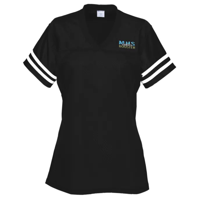 Poly Mesh Jersey V-Neck T-Shirt - Ladies' - Embroidered