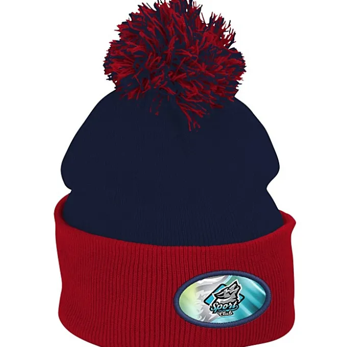 Pom Pom Knit Hat - Full Color Patch