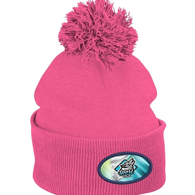 Pom Pom Knit Hat - Full Color Patch