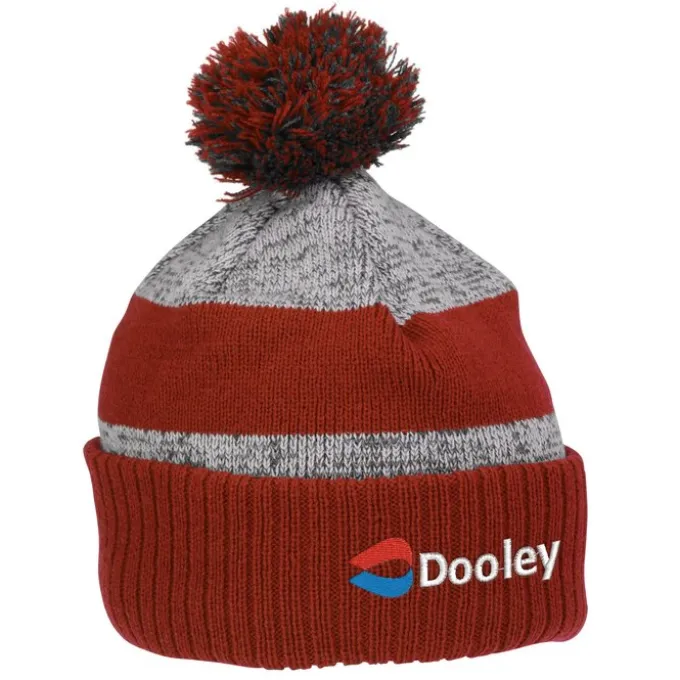 Pom Pom Melange Beanie with Ribbed Cuff - 24 hr