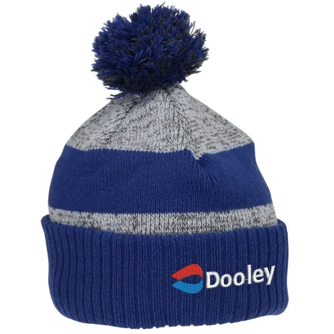 Pom Pom Melange Beanie with Ribbed Cuff