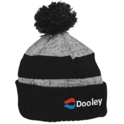 Pom Pom Melange Beanie with Ribbed Cuff