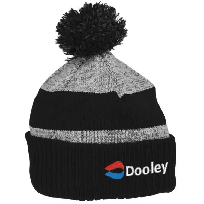Pom Pom Melange Beanie with Ribbed Cuff