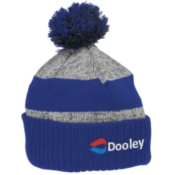 Pom Pom Melange Beanie with Ribbed Cuff