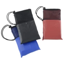 Poncho with Mesh Trim Drawstring Pouch